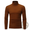 Men’s slim fit thermal turtleneck long sleeve shirt in brown with smooth stretchy fabric and ribbed cuff detailing