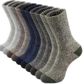 Five pairs of men’s thermal winter socks in cozy textured knit with reinforced toe and heel in earthy tones
