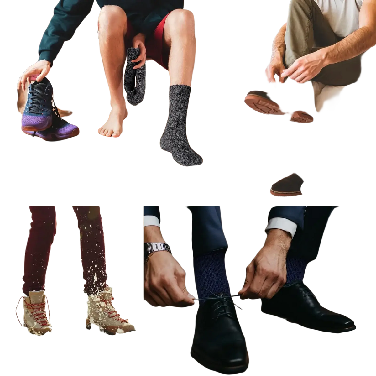 Black textured knit men’s thermal winter wool socks 5-pack size 39-44 showing front side details