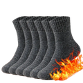 Three pairs of dark gray ribbed-knit men’s thermal winter wool socks size 39-44 with flame graphic at the bottom