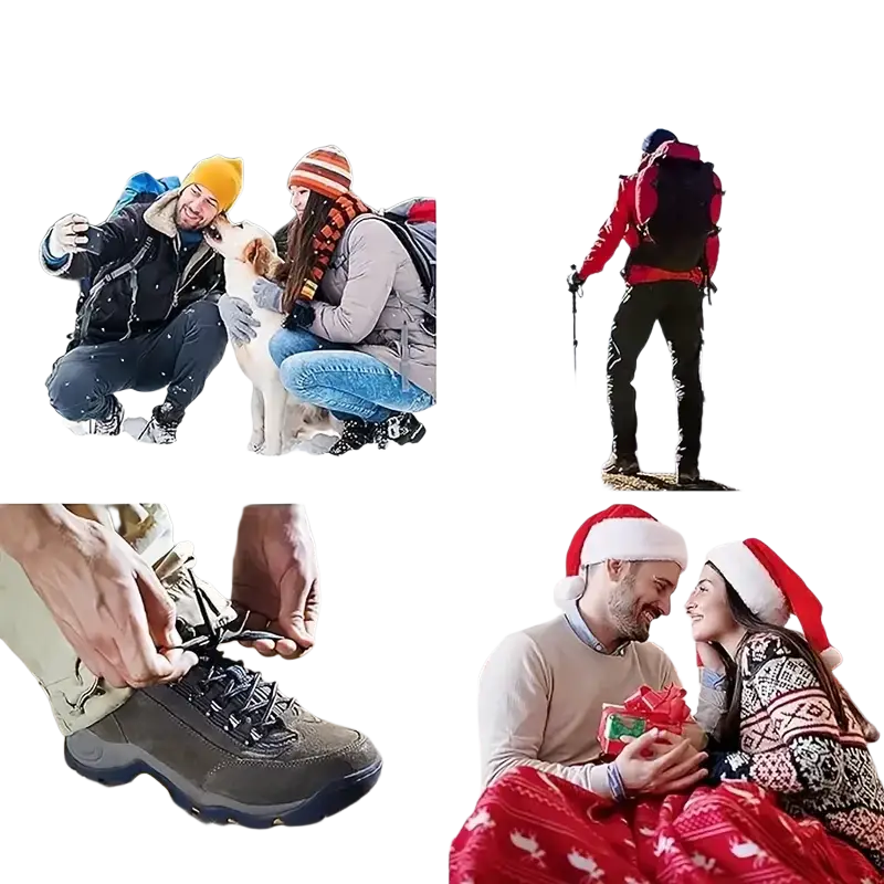 Men’s thick merino wool thermal hiking socks featuring cozy knit designs in warm red and orange with festive patterns