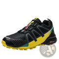 Men’s trail running shoes plus size in black and yellow with breathable mesh and rugged design for outdoor use