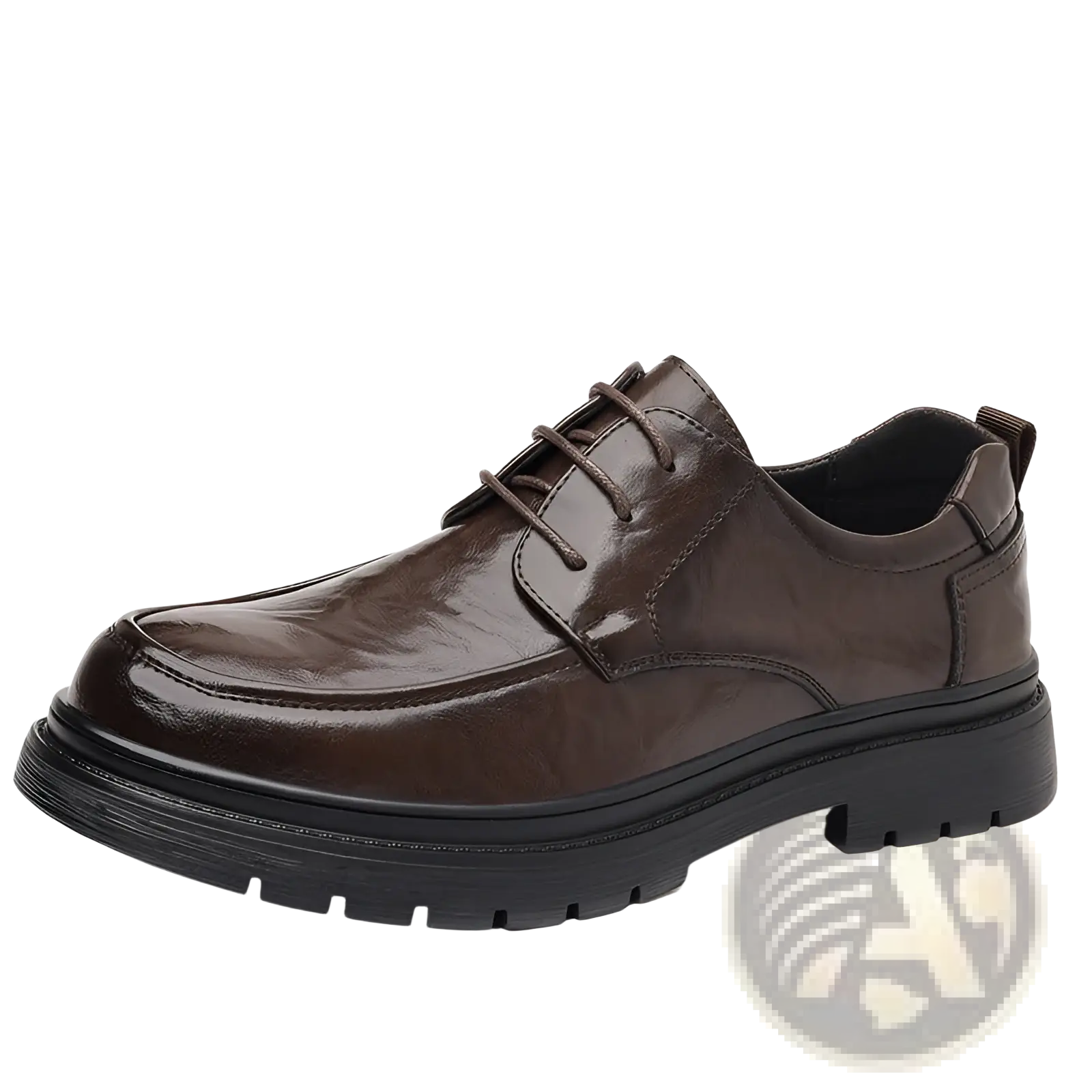 Men’s trendy chunky brown leather lace-up casual shoe with a black rubber sole for elevated style and comfort
