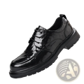 Men’s trendy chunky leather elevating casual shoe in black patent leather with lace-up design and rubber sole