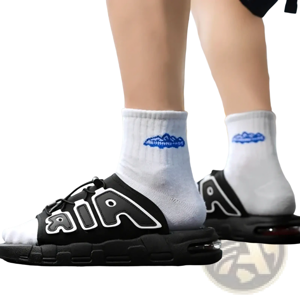 Men’s black and white air jordan ultra soft anti slip slide sandals with air logo on the side