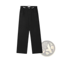 Men’s vintage wide leg high waist relaxed black denim jeans with straight cut and white button details at waistband and pockets
