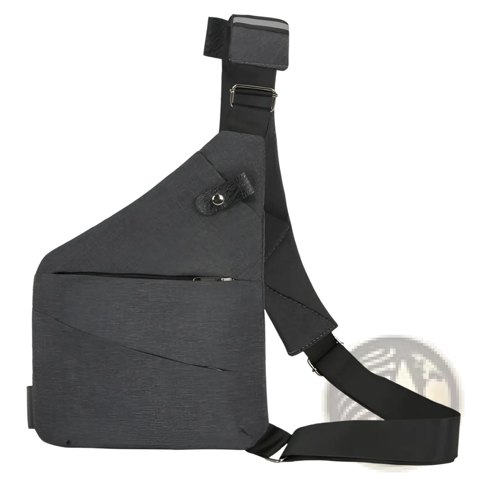 Men’s black waterproof anti-theft textured shoulder bag with adjustable strap and multiple zippered compartments