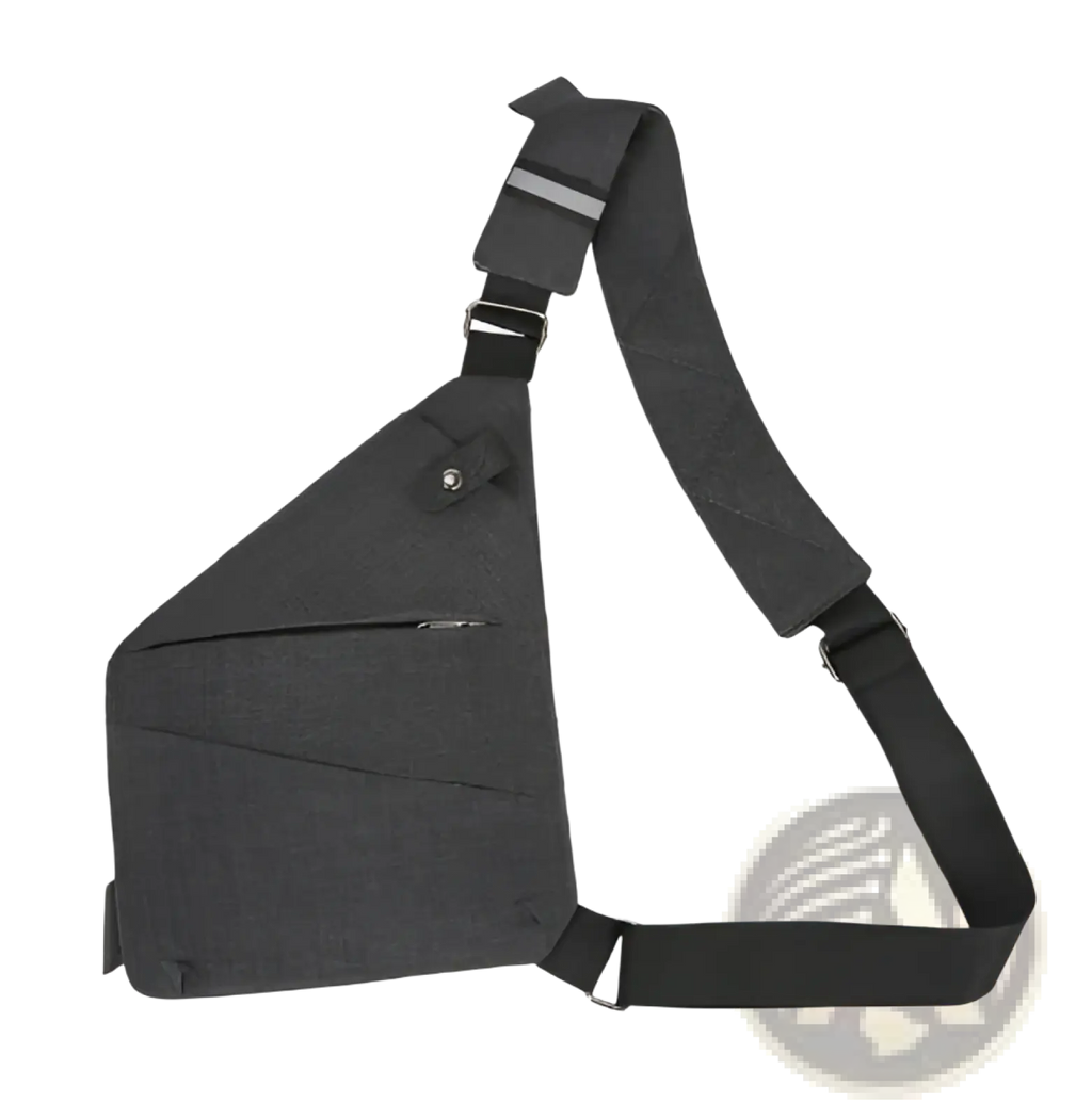 Men’s black textured waterproof anti-theft multifunctional crossbody shoulder bag with adjustable strap and zippered pocket