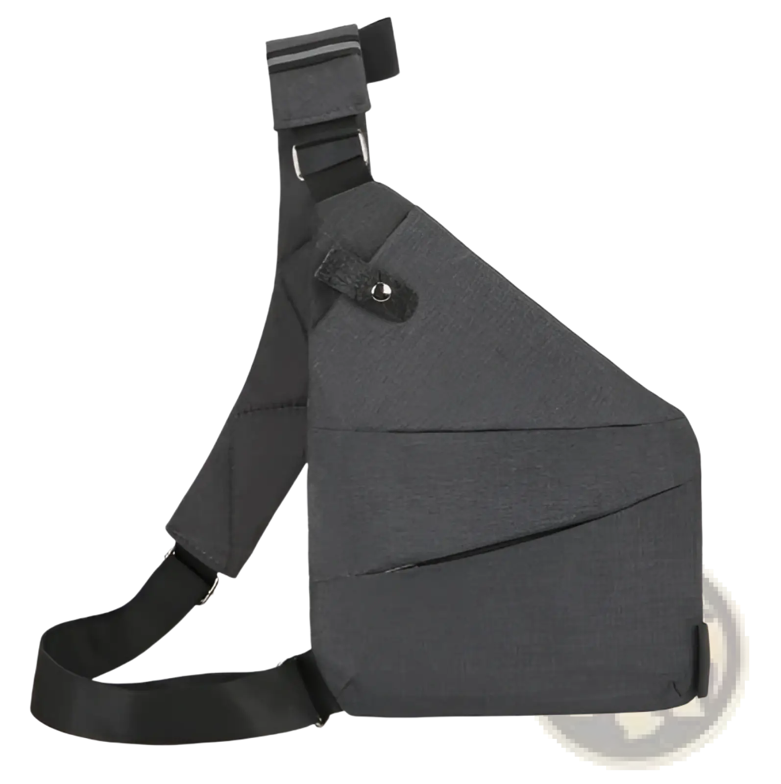 Dark gray textured fabric men’s waterproof anti-theft multifunctional crossbody bag with black adjustable strap and metal hardware