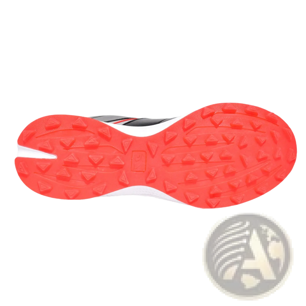 Men’s waterproof golf shoes with bright red rubber textured sole and white midsole for lightweight sports use
