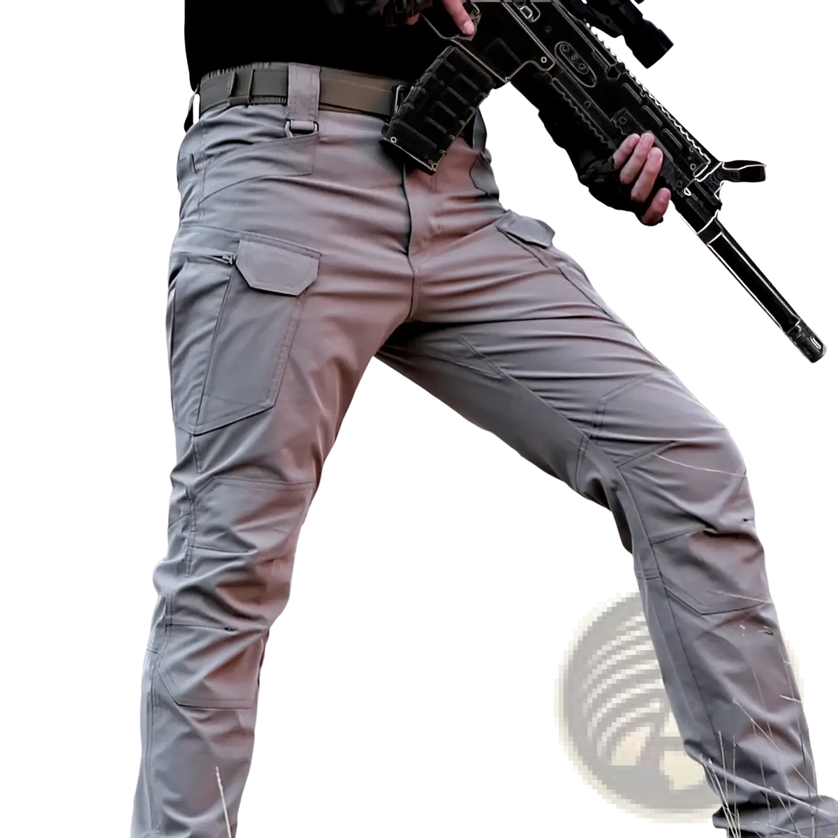 Tan men’s waterproof tactical cargo pants with multiple durable cargo pockets designed for functional use