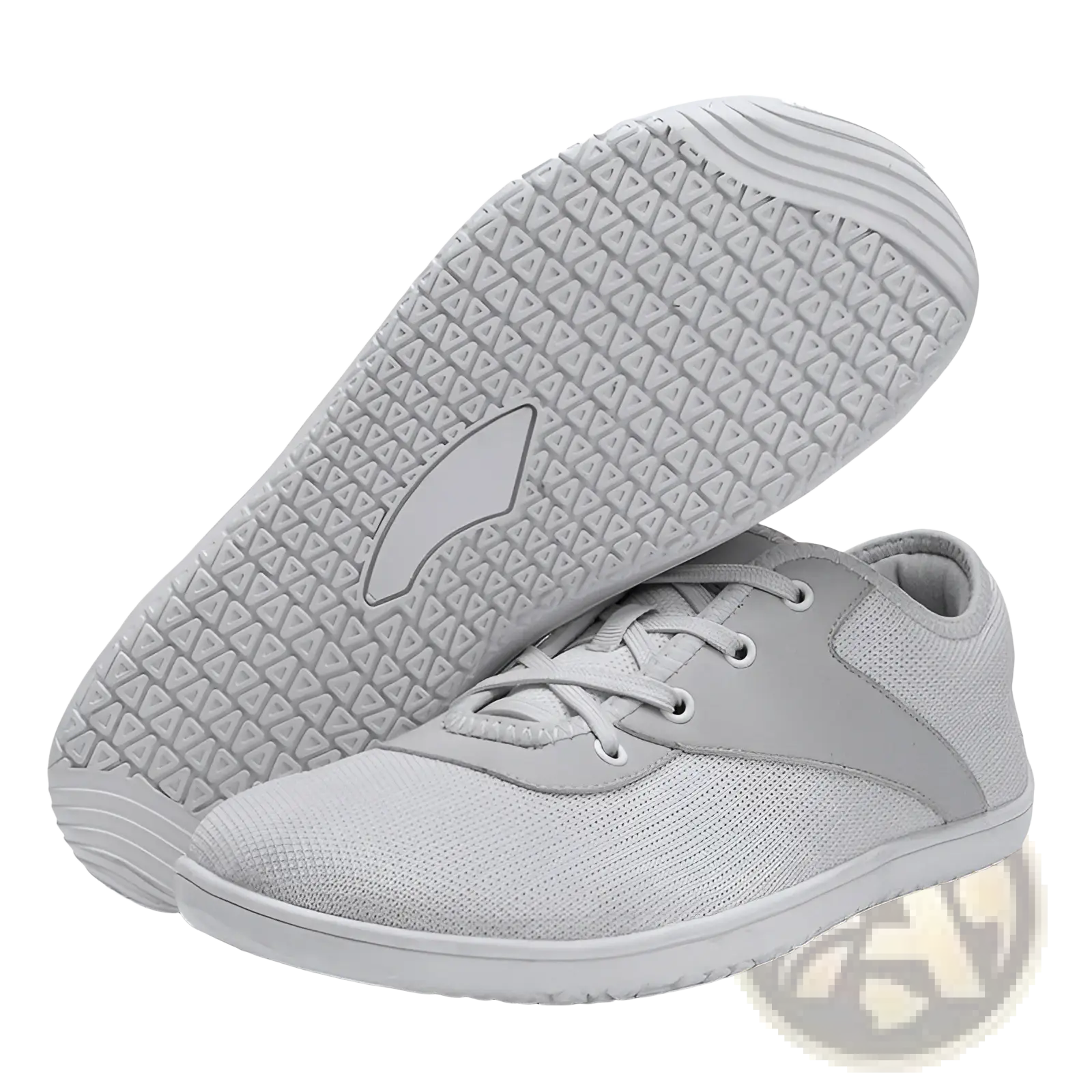 Men’s wide toe breathable mesh running sneakers in light gray with mesh and synthetic leather minimalist design