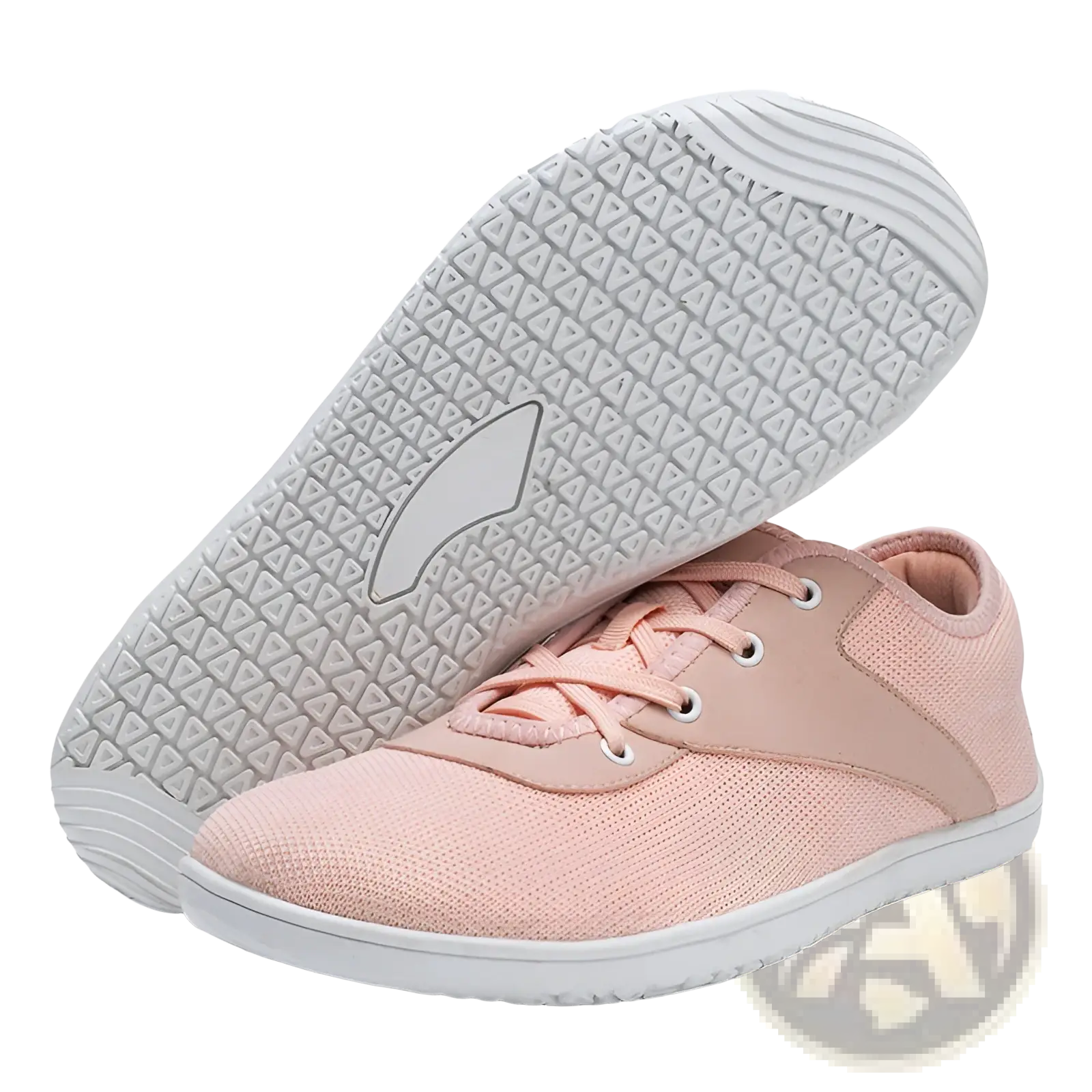 Men’s wide toe breathable mesh running sneakers in pink mesh and suede with white laces and textured rubber sole
