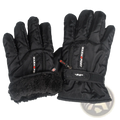 Black insulated men’s windproof thermal cycling gloves with plush fleece lining and zipper pockets branded Warmsport