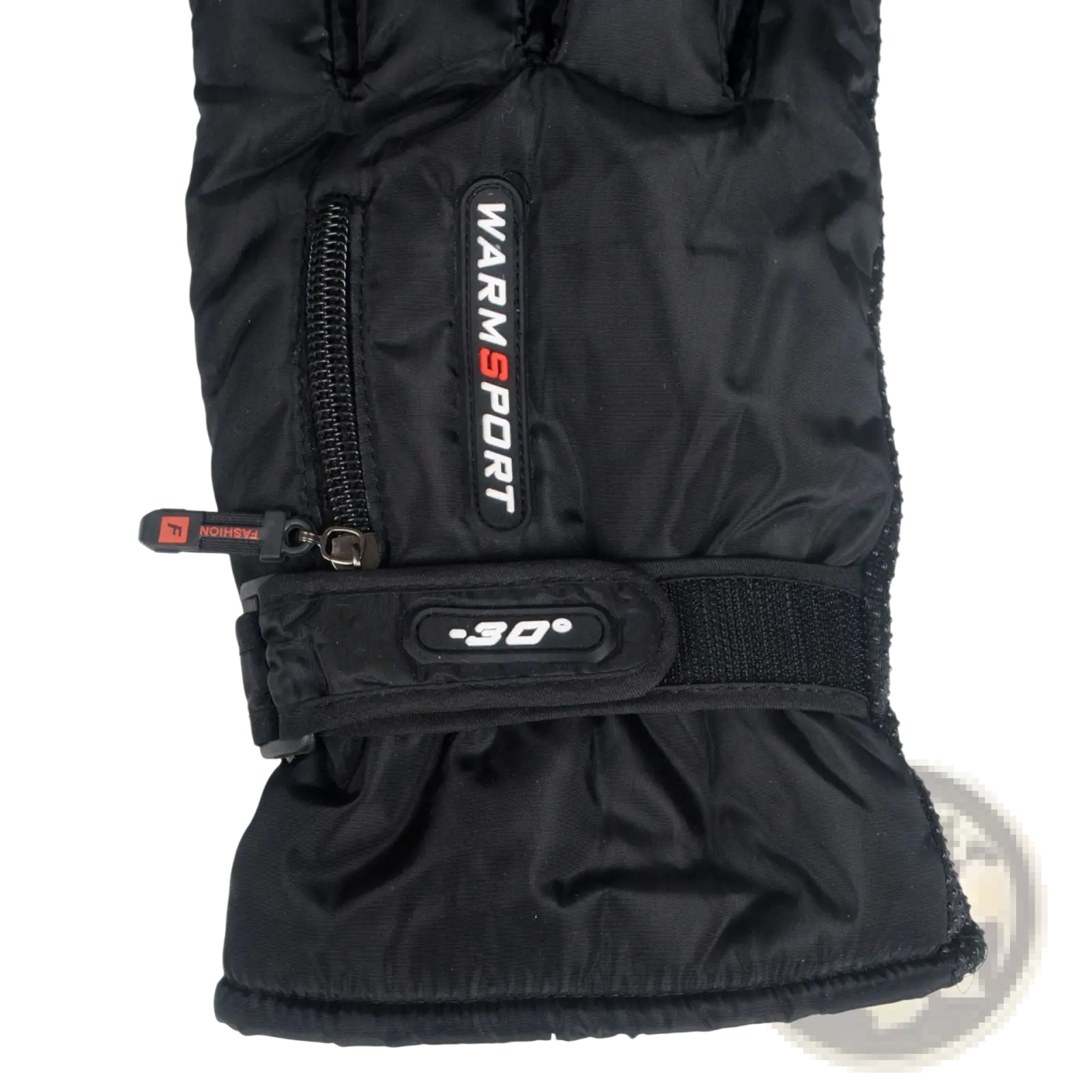 Men’s windproof thermal cycling gloves in black insulated material with zipper pocket and adjustable strap by warmsport