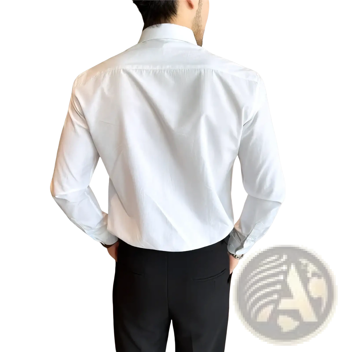 Mens wing collar tuxedo dress shirt in crisp white long sleeve with classic collar and tailored fit
