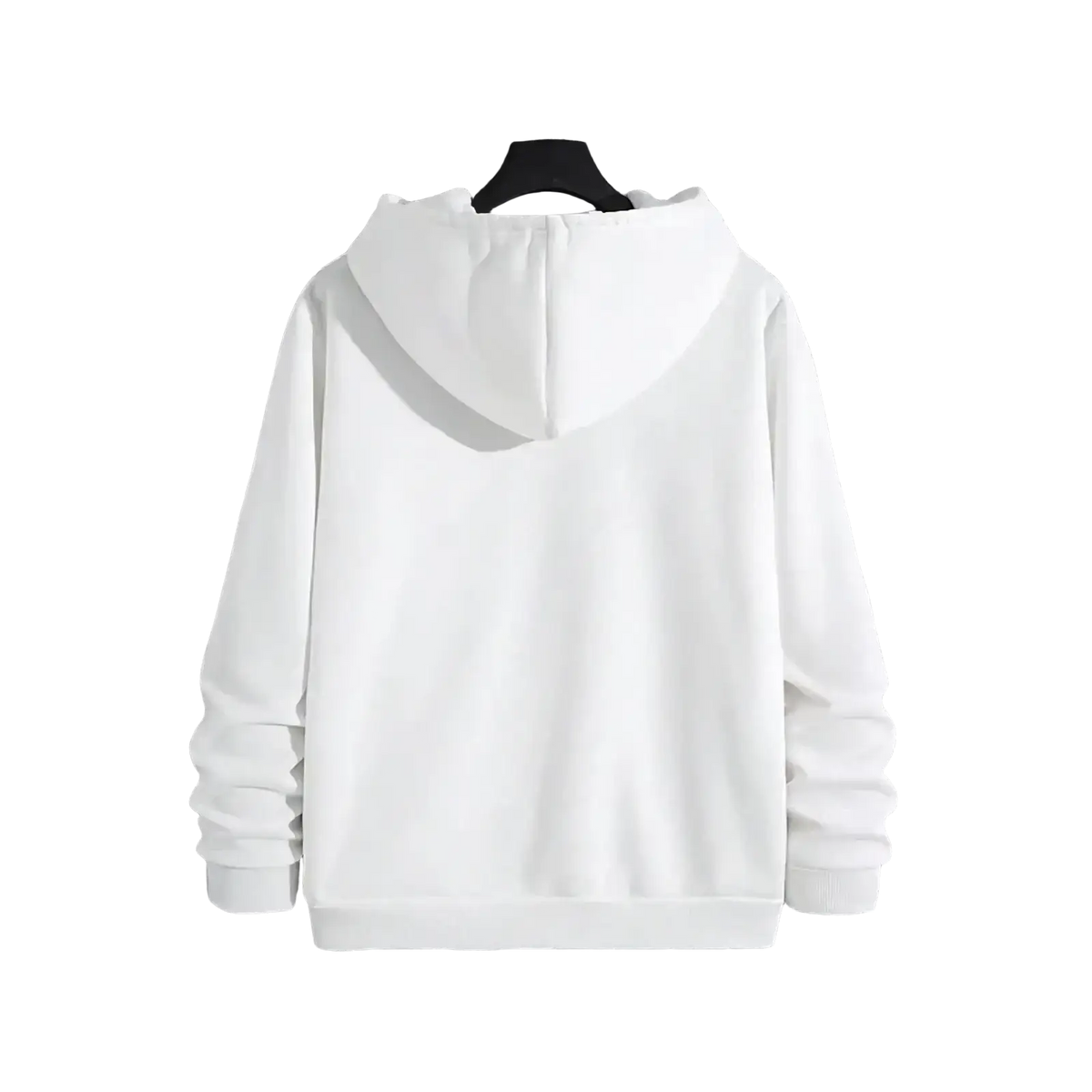 Men’s winter casual hooded sweatshirt in white with soft fabric and simple solid design for comfortable winter wear