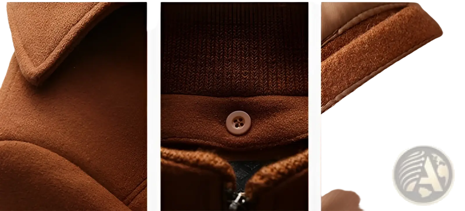 Men’s brown wool blend quilted winter coat with soft textured fabric and matching button closure