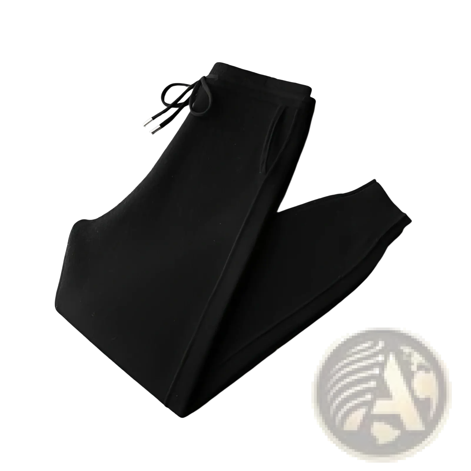 Men’s wool harem pants black fleece joggers with high waist drawstring waistband and side pockets for casual wear