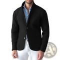 Black textured wool blazer with notched collar and two front buttons mens wool stand collar slim blazer jacket