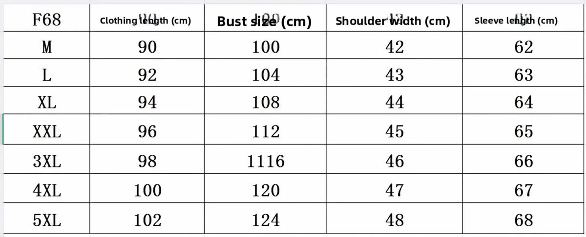 Size chart in centimeters for womens clothing sizes m to 5xl accompanying mens wool trench coat slim fit winter outerwear