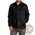 Men’s black corduroy woolen single-breasted jacket with buttoned chest pocket and collar for formal wear