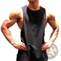 Black sleeveless mens workout cotton tank top designed for athletic use with breathable fabric and casual fit