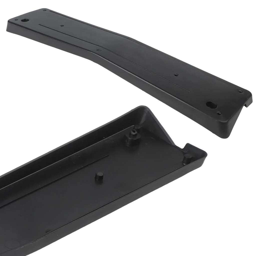 Mercedes c class w205 front license plate mount in black plastic with molded edges and pre-drilled mounting holes