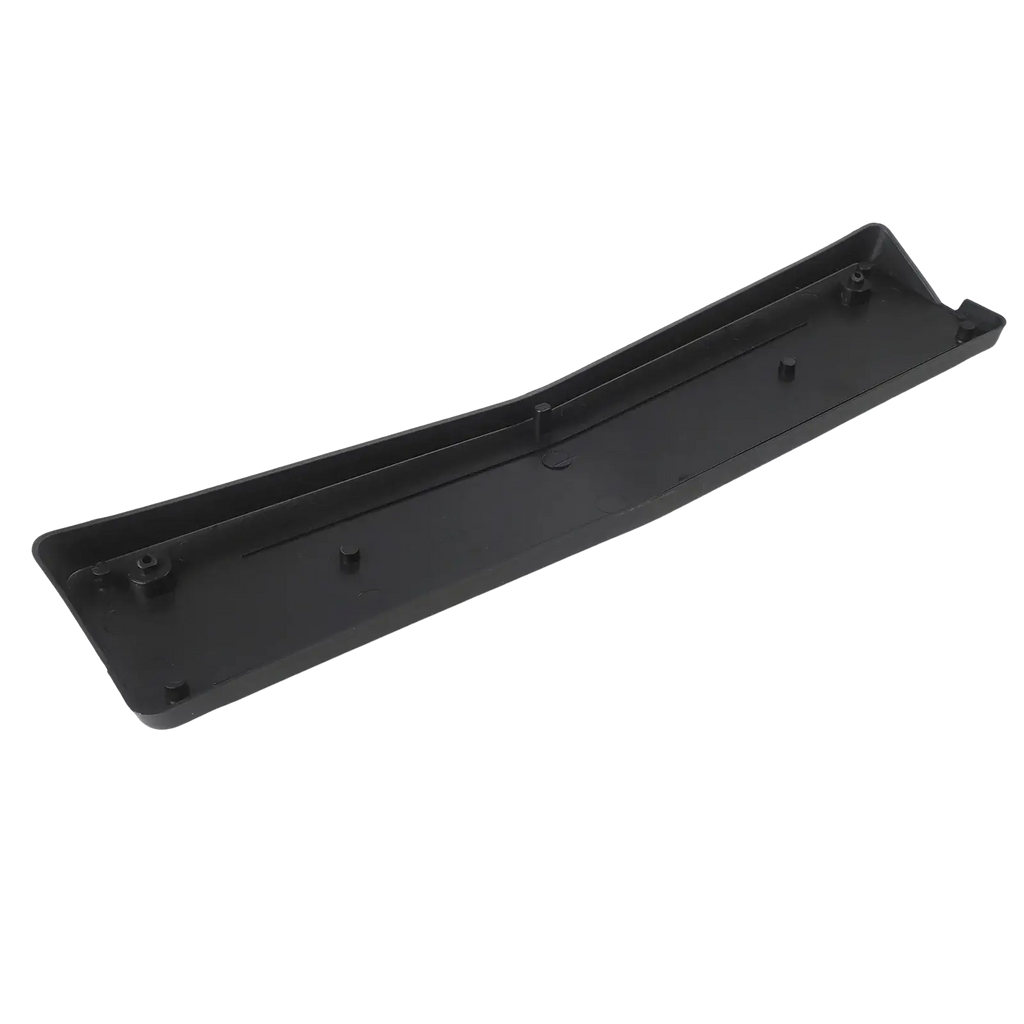 Black plastic Mercedes C Class W205 front license plate mount with molded mounting points visible on the back side