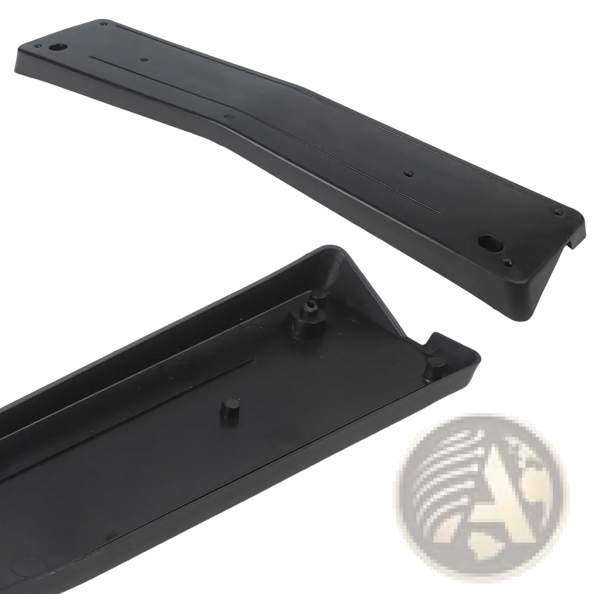 Mercedes c class w205 front license plate mount in black plastic with molded edges and pre-drilled mounting holes