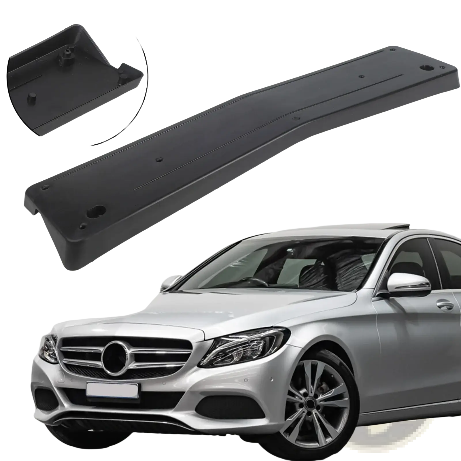 Black plastic front license plate mount for mercedes-benz c-class w205 model with part number a2058801644
