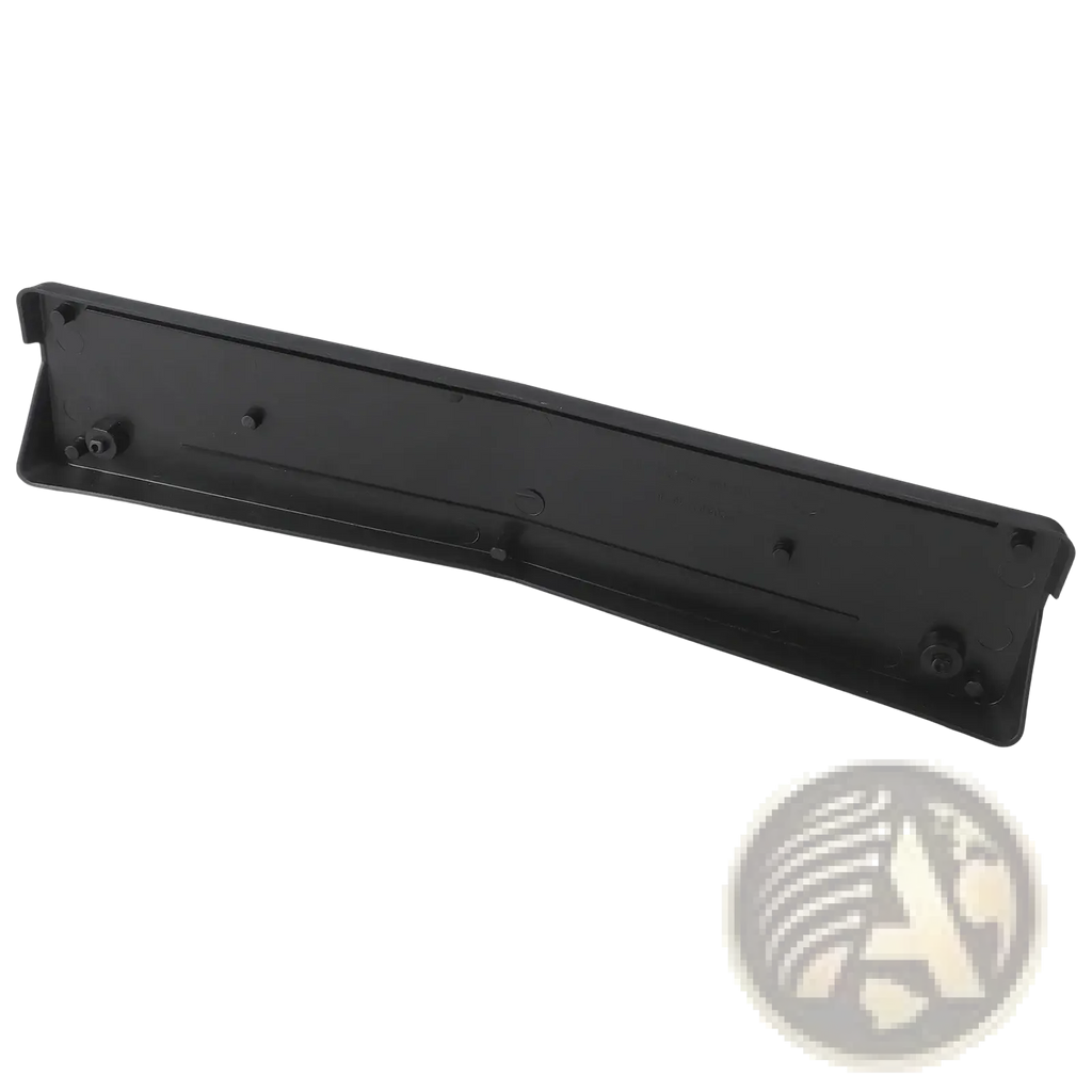 Black plastic Mercedes c class W205 front license plate mount with molded mounting brackets and screw holes