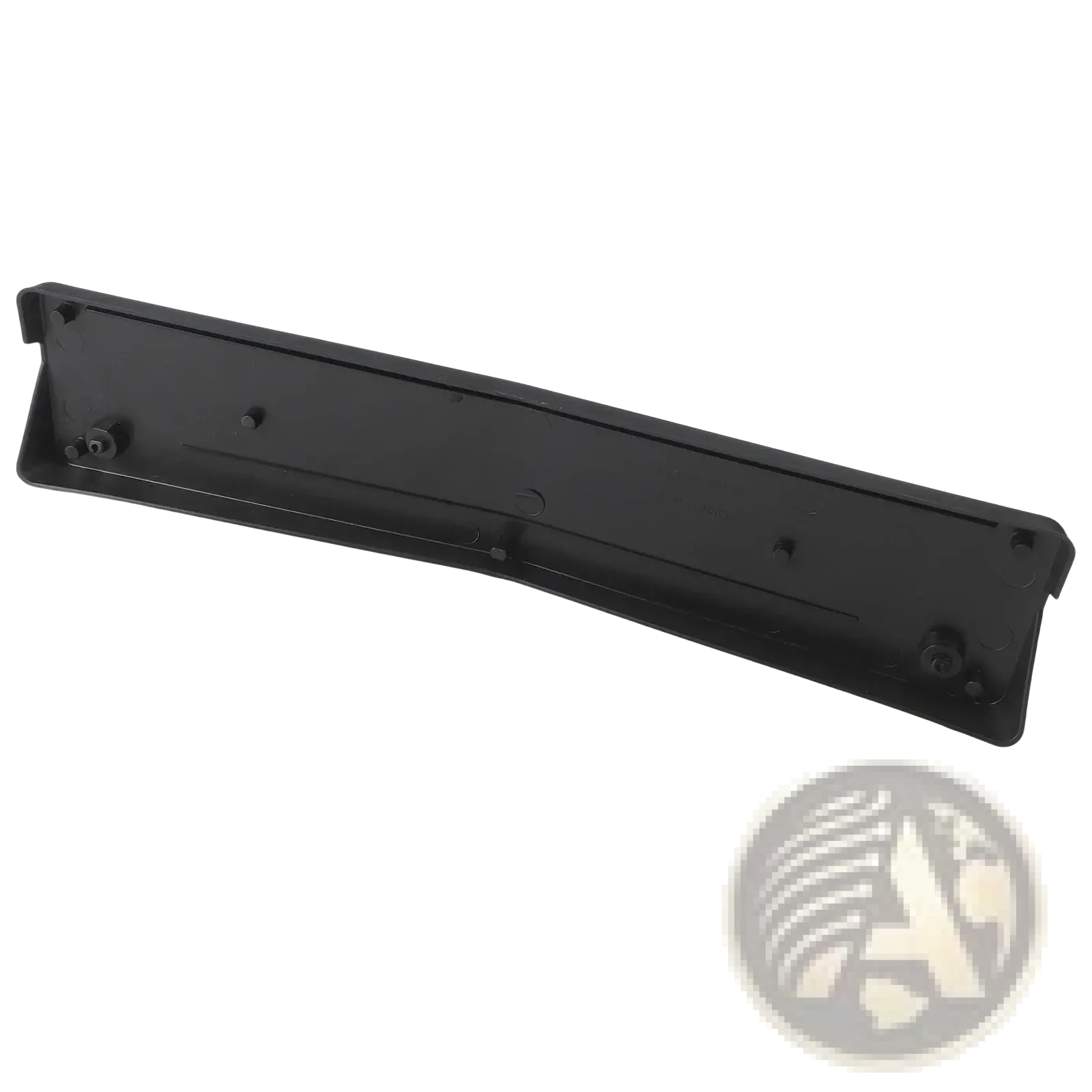 Black plastic Mercedes c class W205 front license plate mount with molded mounting brackets and screw holes