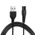Black usb charging cable for Meridian electric shaver with standard usb-a connector and ribbed cylindrical plug