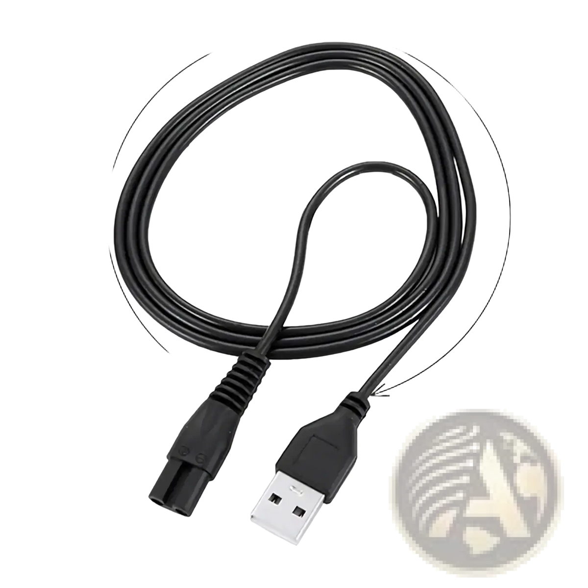 Black usb-a to power plug cable 80cm long for meridian electric shaver replacement usb charging cable