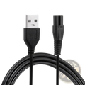 Black usb charging cable for Meridian electric shaver with standard usb-a connector and ribbed cylindrical plug