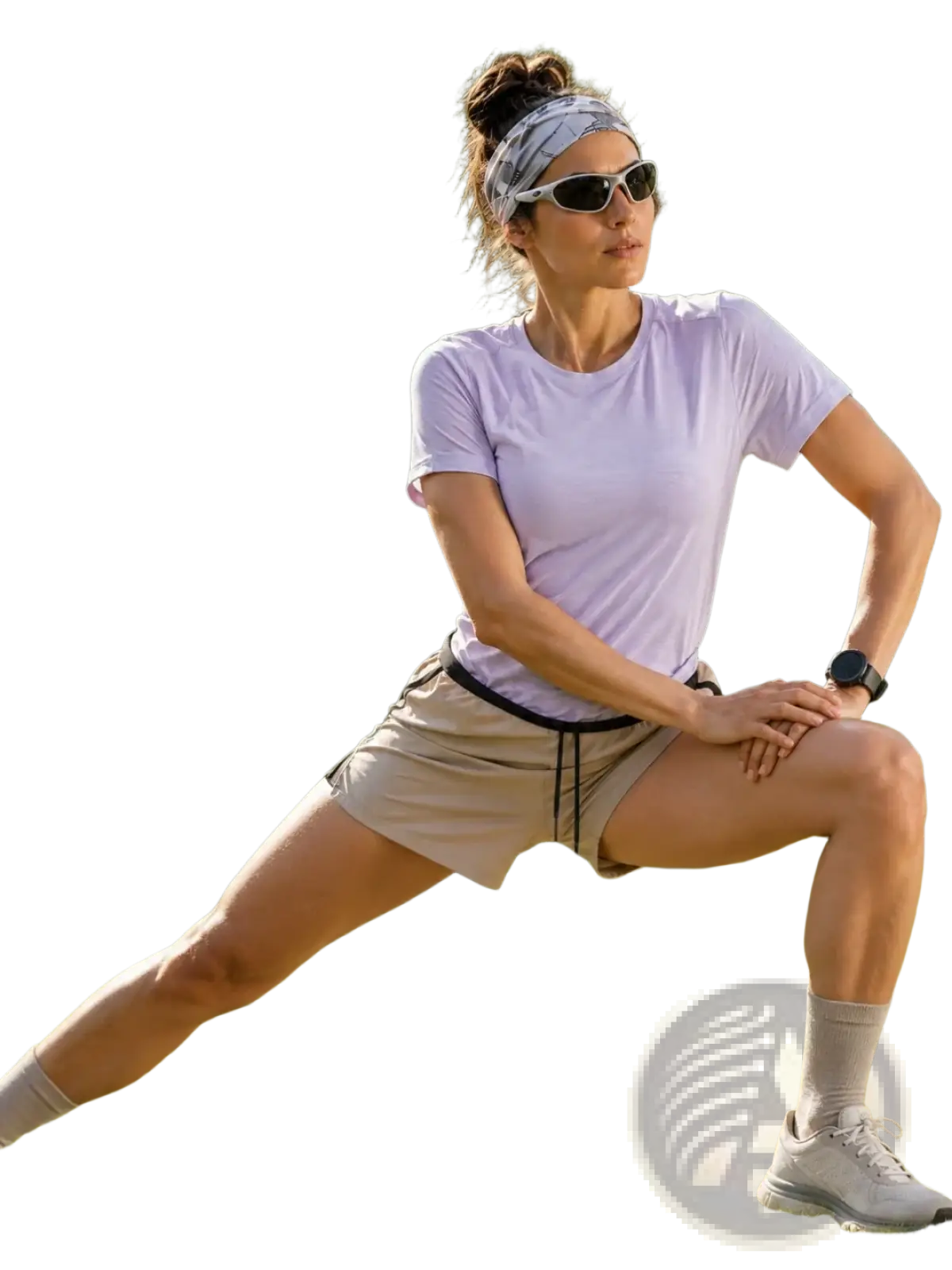 Light purple merino wool athletic t-shirt for women with short sleeves, quick dry fabric, relaxed fit, and ribbed neckline