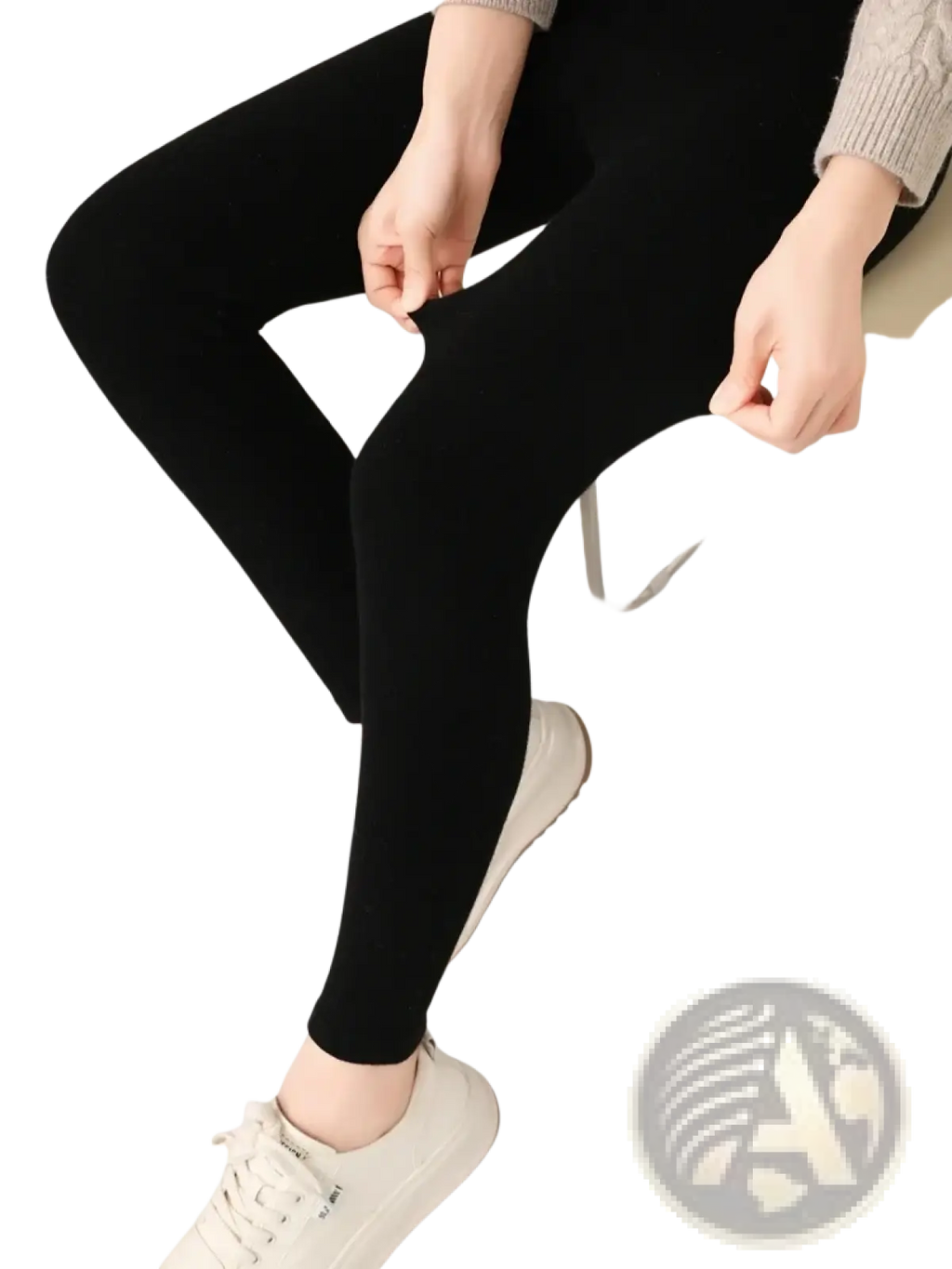 Black high waisted ribbed leggings made of stretchy merino wool fabric for comfortable form fitting wear