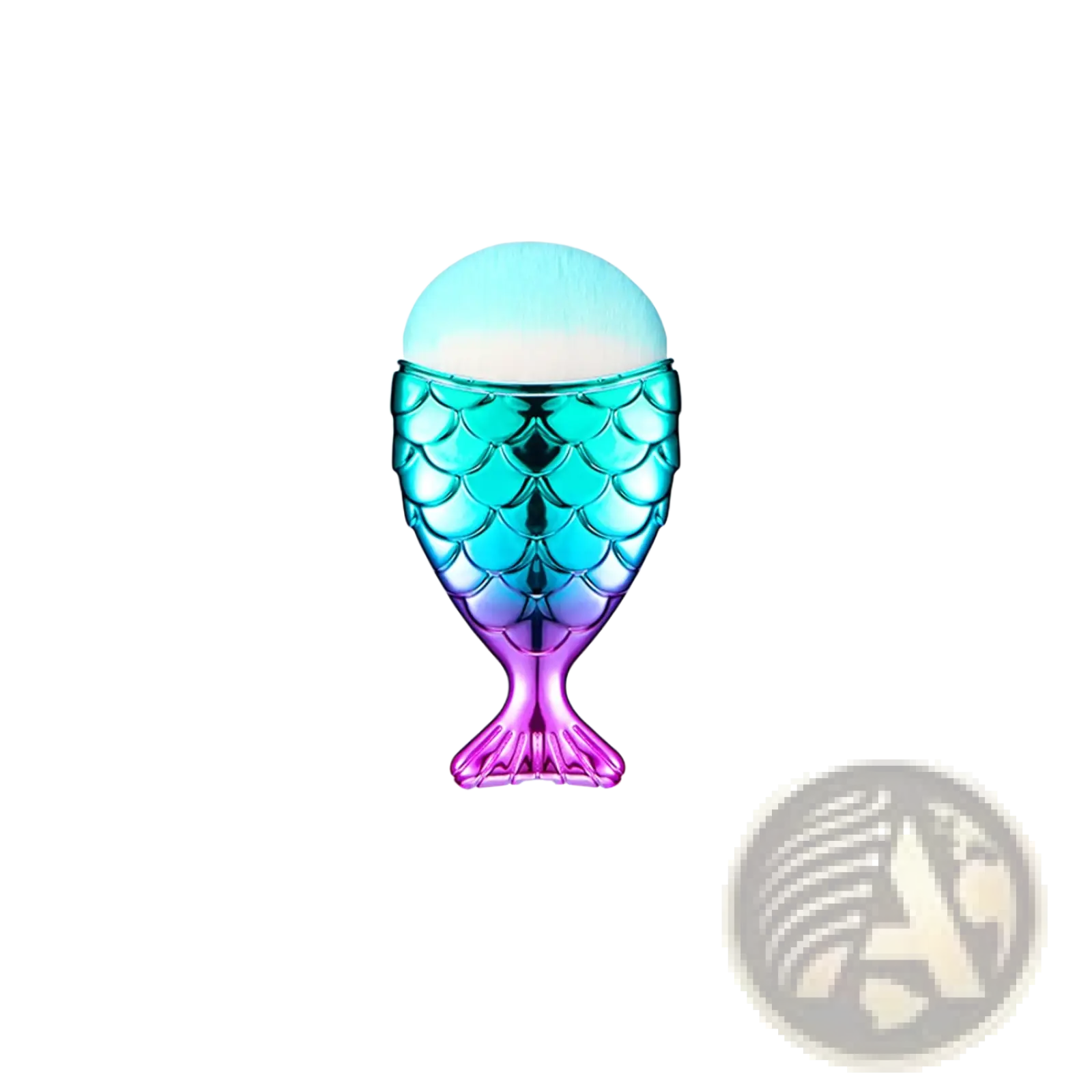 Mermaid-scale-patterned perfume bottle with iridescent teal and purple gradient finish for mermaid makeup brush set 11pcs synthetic fiber kit