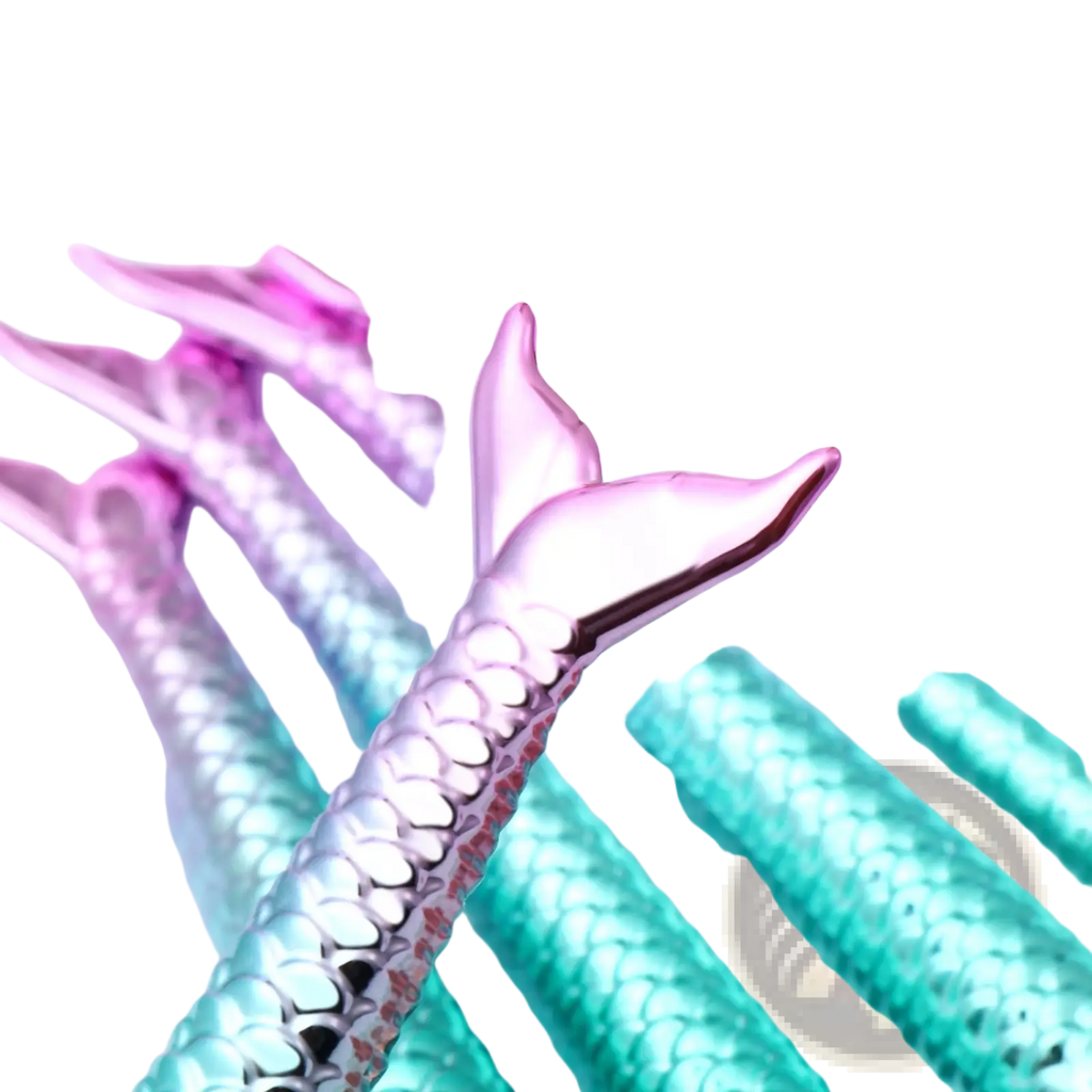 Mermaid makeup brush set 11pcs synthetic fiber kit with iridescent pink and teal mermaid tail scales design