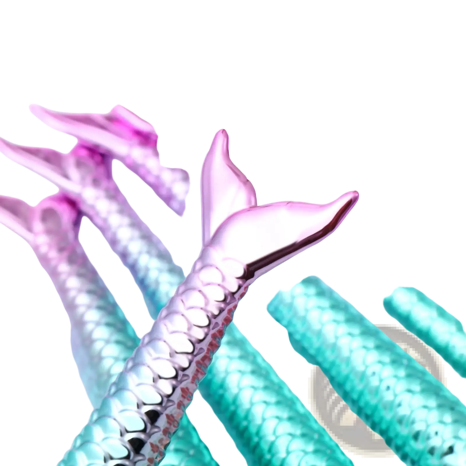 Mermaid makeup brush set 11pcs synthetic fiber kit with iridescent pink and teal mermaid tail scales design