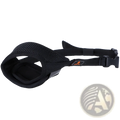 Black mesh dog muzzle with adjustable strap and buckle for large dogs providing secure and comfortable fit