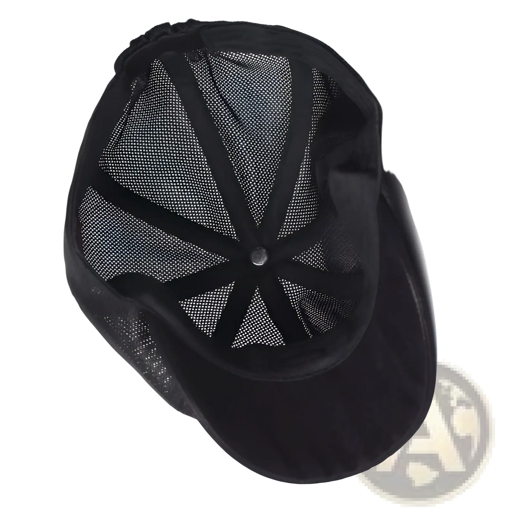 Black mesh newsboy cap with velour brim and adjustable strap breathable flat summer cap for men and women