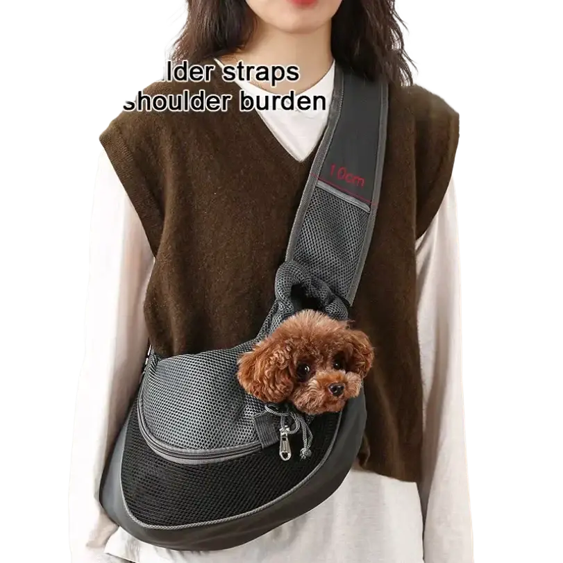 Gray mesh pet carrier backpack for small pets with adjustable shoulder strap and front zippered pocket made in mainland china