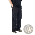 Black utility hiking pants with mesh side panel and drawstring hem for enhanced ventilation and adjustable fit