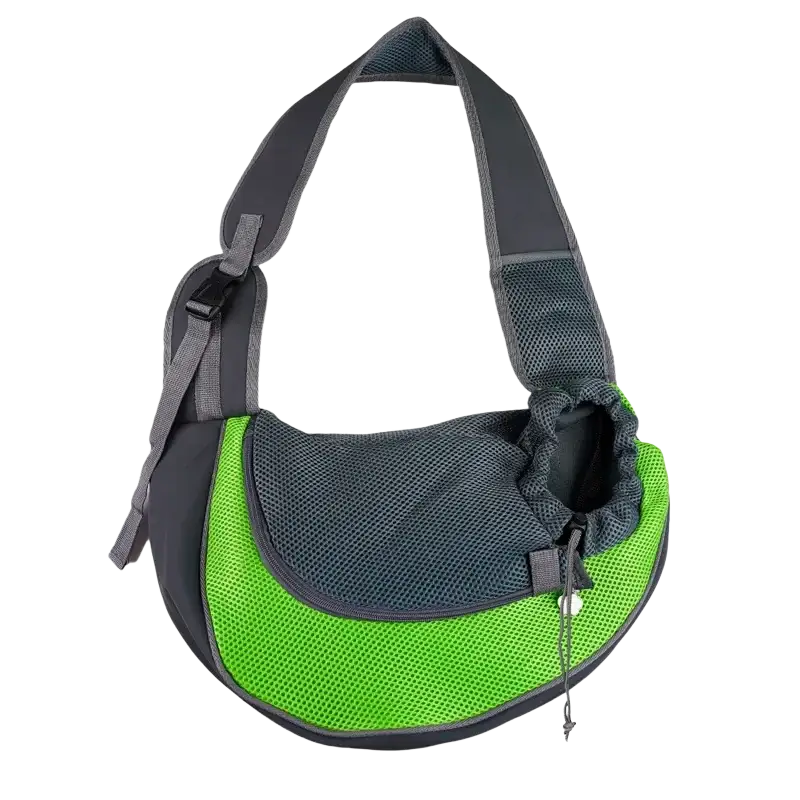 Bright green and dark gray mesh small pet carrier backpack with adjustable shoulder strap for travel use