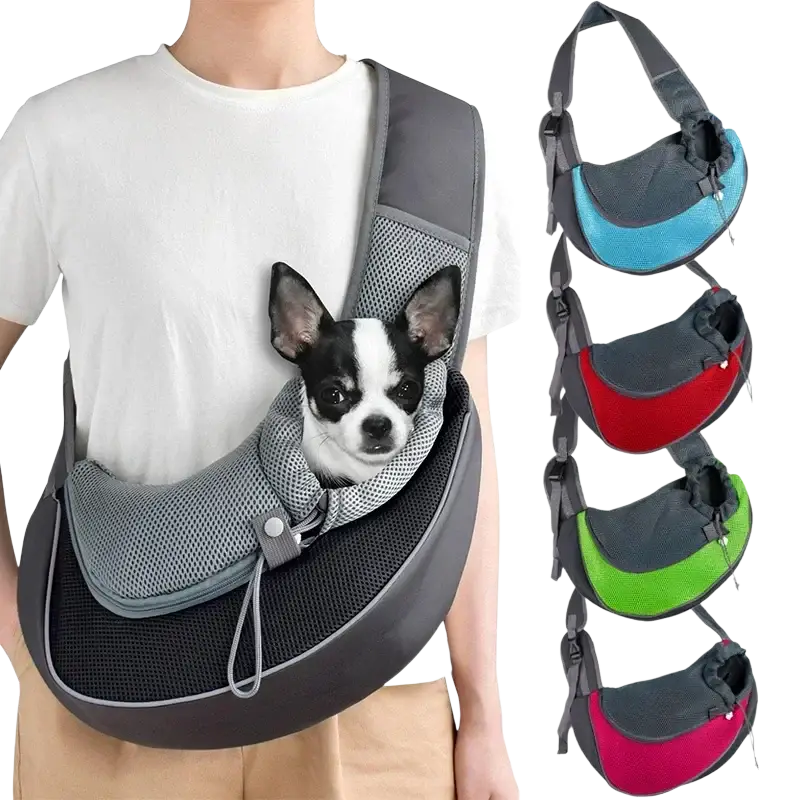 Gray mesh small pet carrier backpack with adjustable shoulder strap and drawstring closure for small pets travel