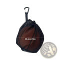 Black mesh carry bag with carabiner clip designed to hold and transport a basketball from mesh sports ball backpack set