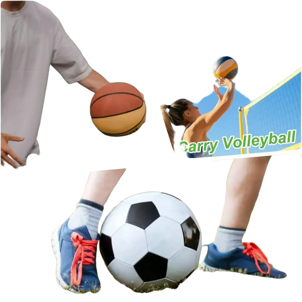 Black and white soccer ball with classic pentagonal panels in mesh sports ball backpack set for easy transport