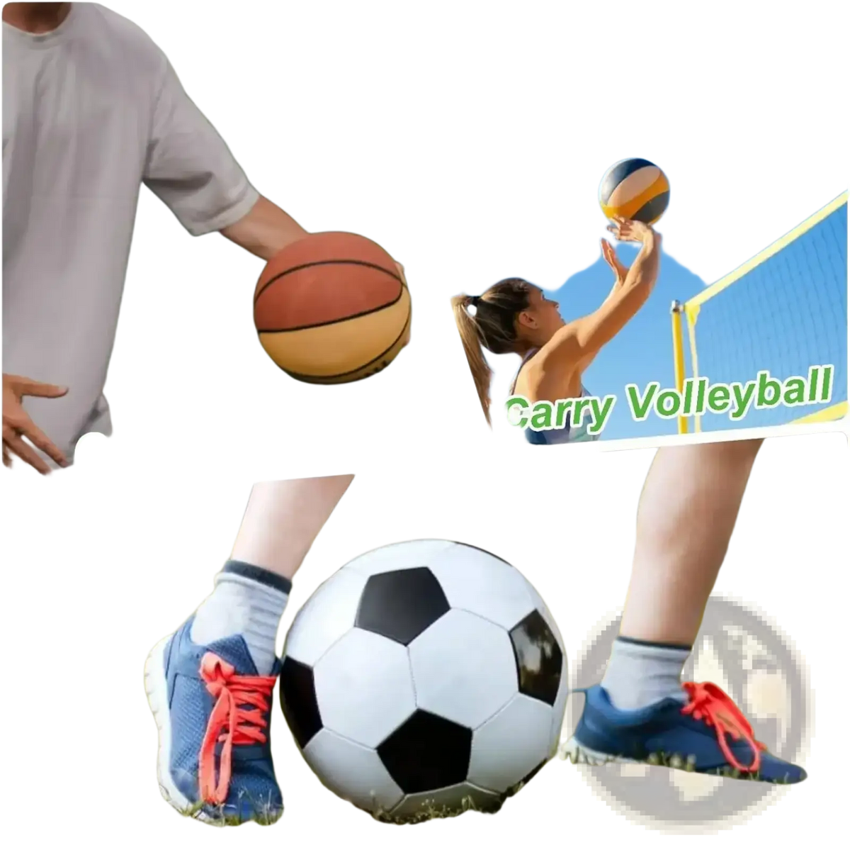 Black and white soccer ball with classic pentagonal panels in mesh sports ball backpack set for easy transport